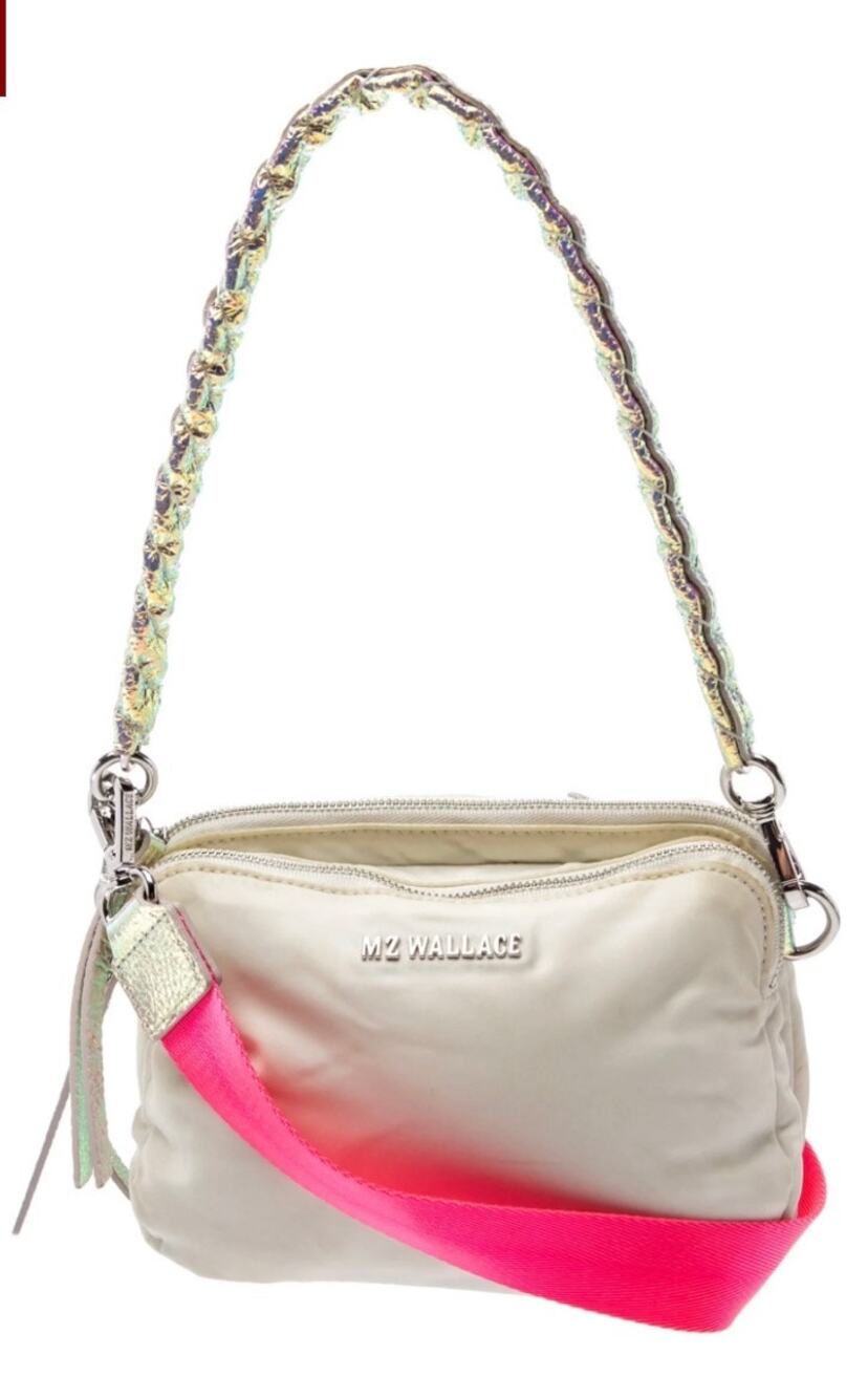 MZ Wallace Bowery Small Iridescent Quilted Crossbody Bag, Cream